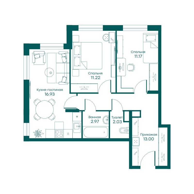 3х-комнатная квартира в ЖК Равновесие