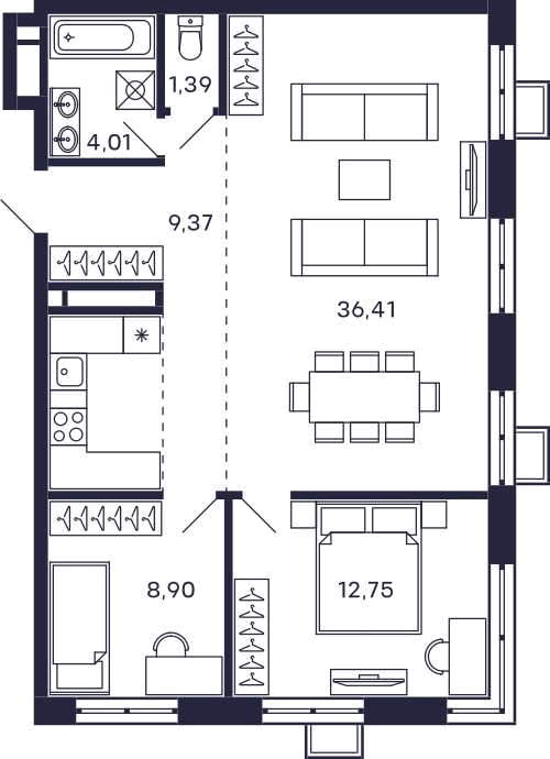 2х-комнатная квартира в ЖК Квартал «Тетрис»