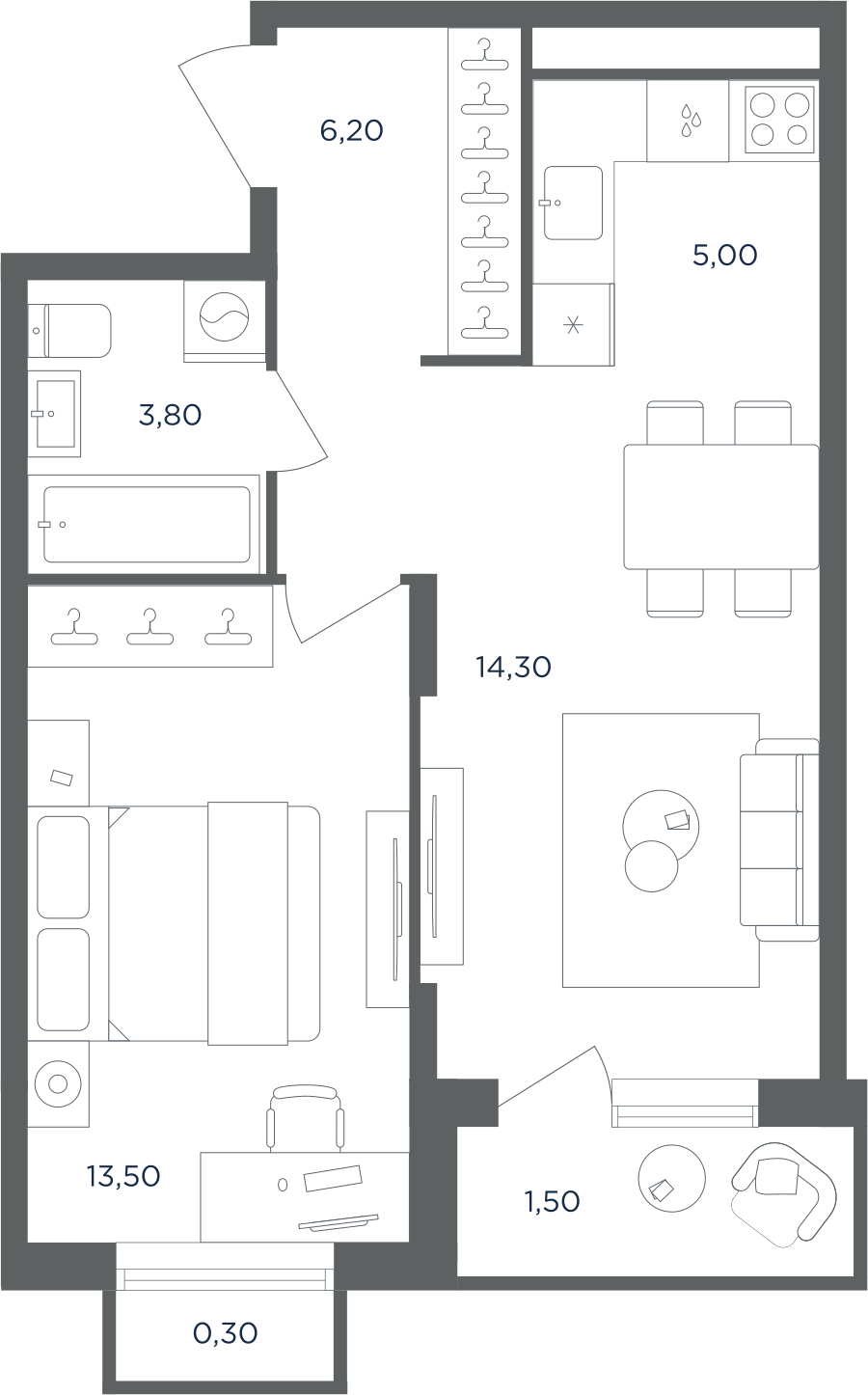 2х-комнатная квартира в ЖК Равновесие