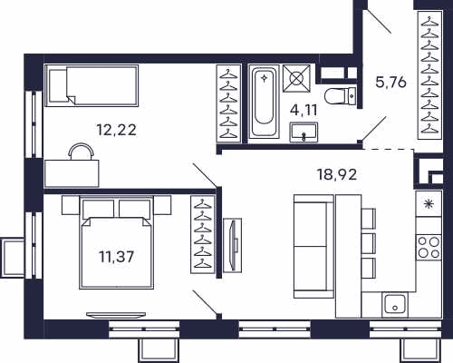 2х-комнатная квартира в ЖК Квартал «Тетрис»