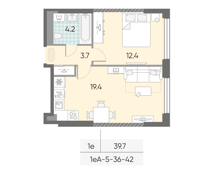 1-комнатная квартира в ЖК Зиларт