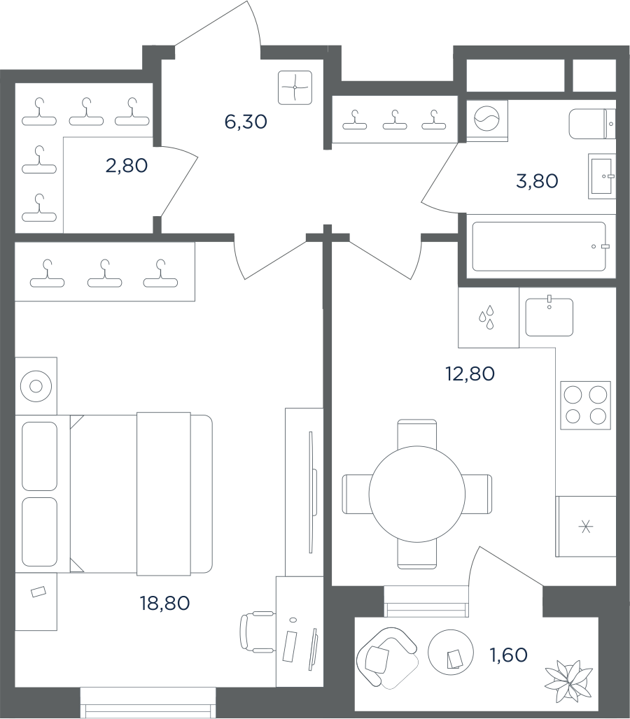 1-комнатная квартира в ЖК Равновесие