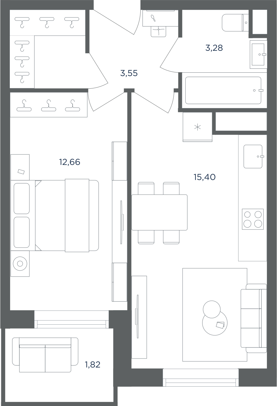 2х-комнатная квартира в ЖК Равновесие