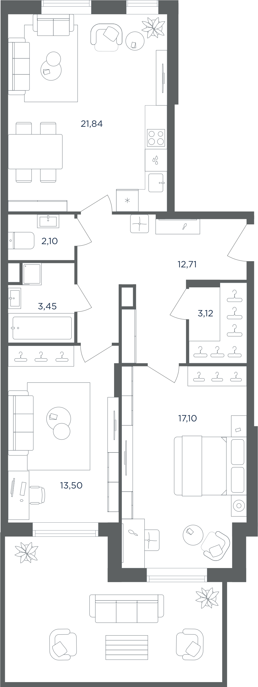 3х-комнатная квартира в ЖК Равновесие