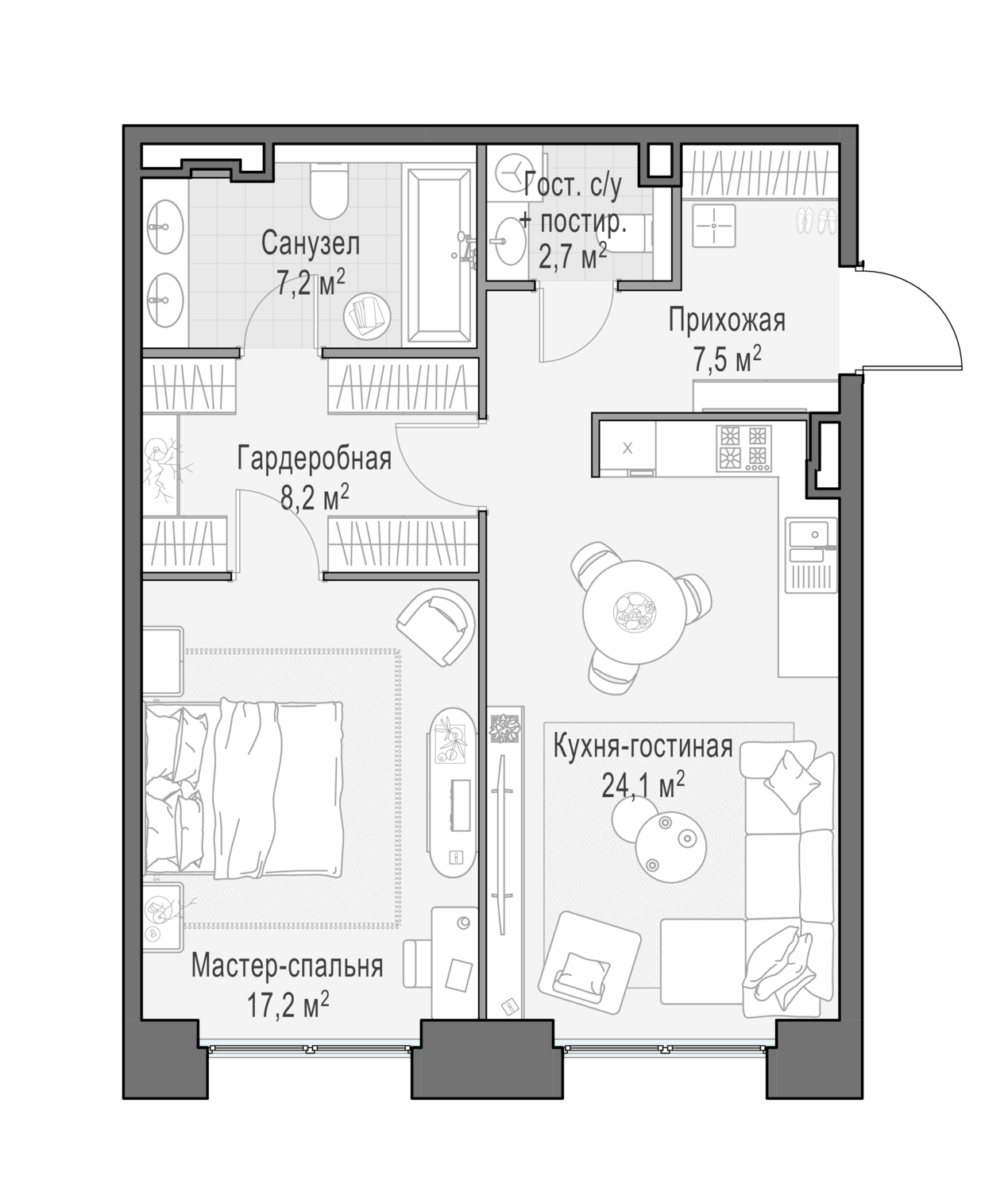 2х-комнатная квартира в ЖК Роскошный квартал Life Time
