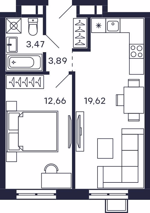 1-комнатная квартира в ЖК Квартал «Тетрис»