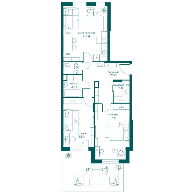 3х-комнатная квартира в ЖК Равновесие