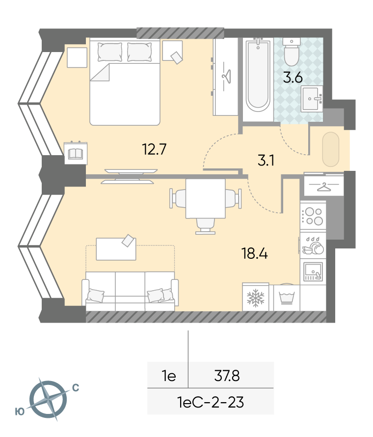 1-комнатная квартира в ЖК Зиларт 1-комнатная квартира в ЖК Зиларт