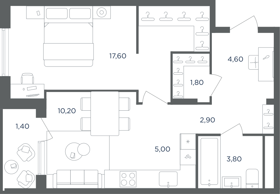 2х-комнатная квартира в ЖК Равновесие