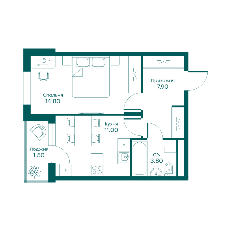 1-комнатная квартира в ЖК Равновесие