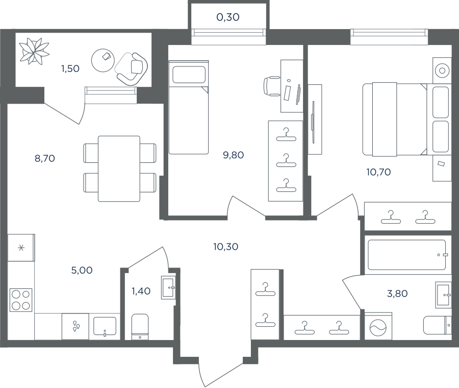 3х-комнатная квартира в ЖК Равновесие