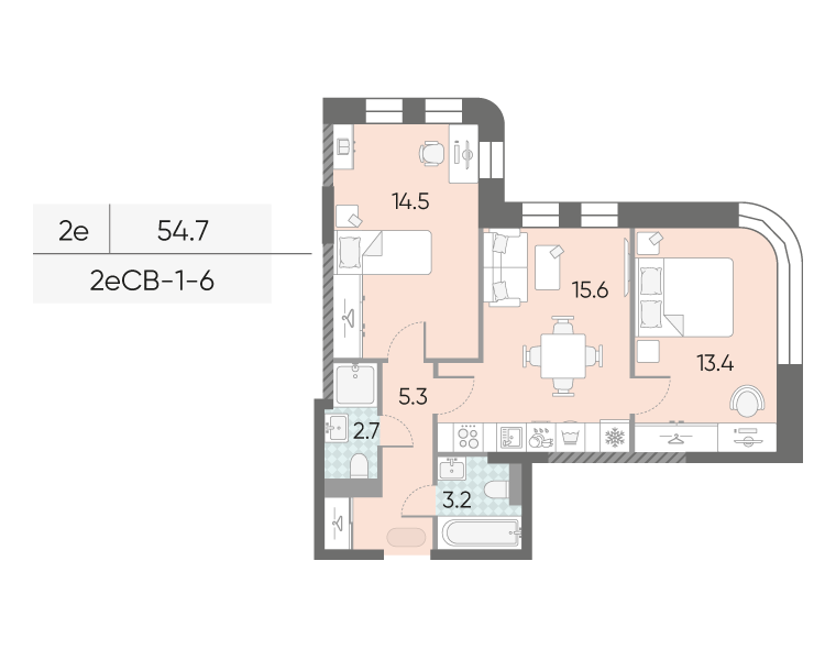 2х-комнатная квартира в ЖК Зиларт