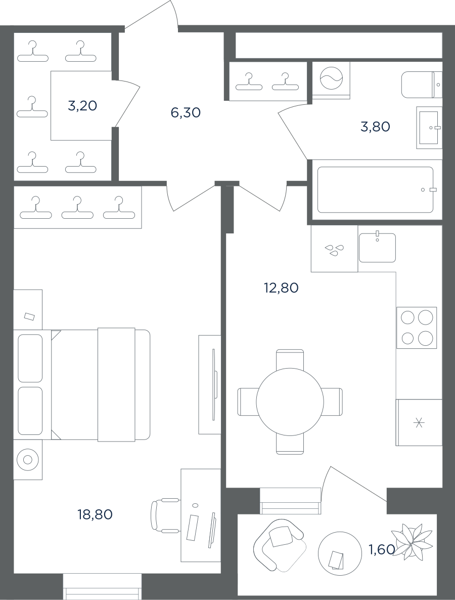 1-комнатная квартира в ЖК Равновесие