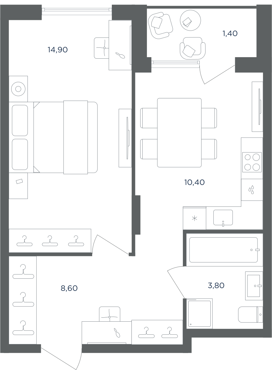 1-комнатная квартира в ЖК Равновесие
