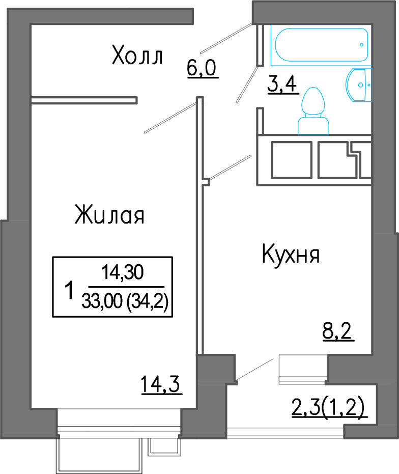 1-комнатная квартира в ЖК Новое Замитино