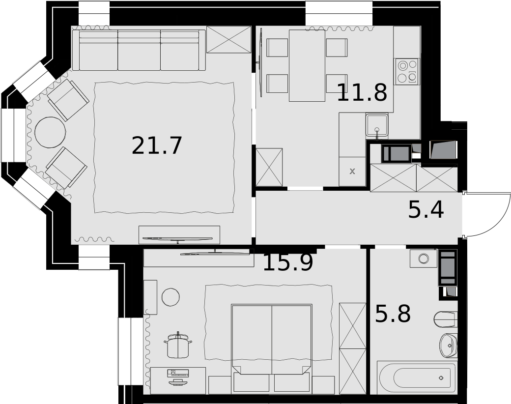 2х-комнатная квартира в ЖК Театральный квартал