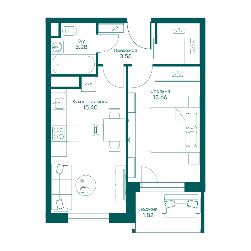 2х-комнатная квартира в ЖК Равновесие