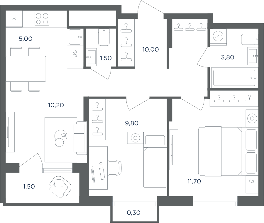 3х-комнатная квартира в ЖК Равновесие