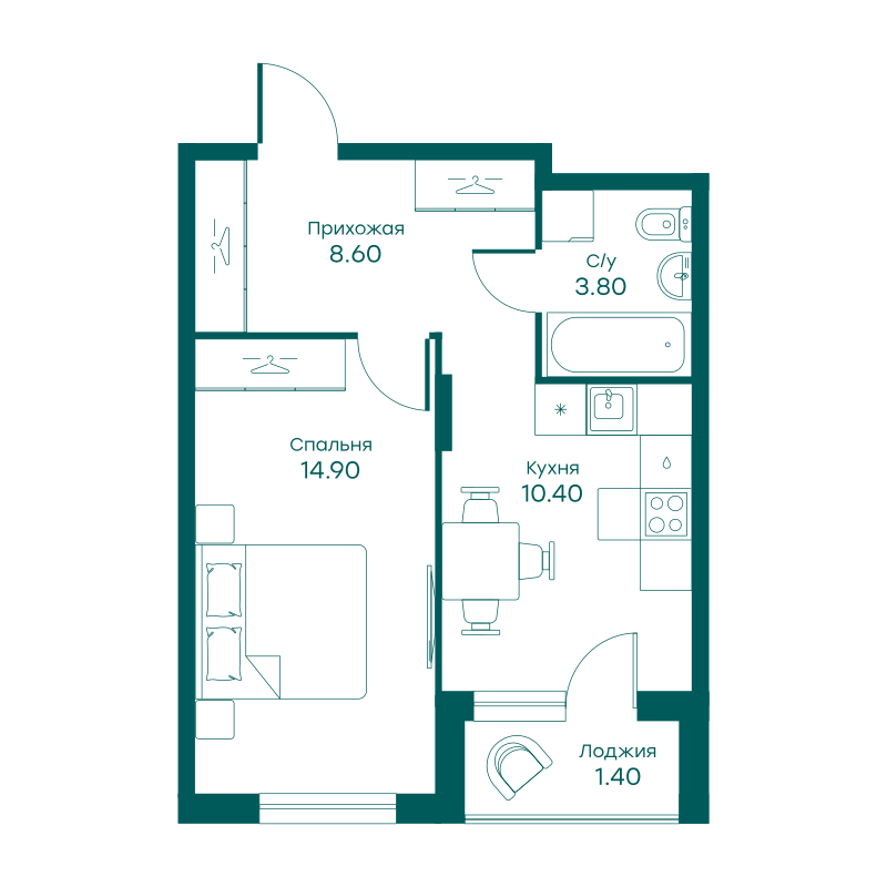 1-комнатная квартира в ЖК Равновесие