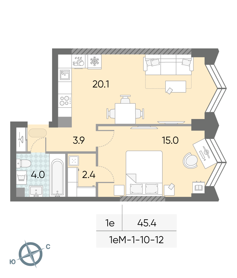 1-комнатная квартира в ЖК Зиларт
