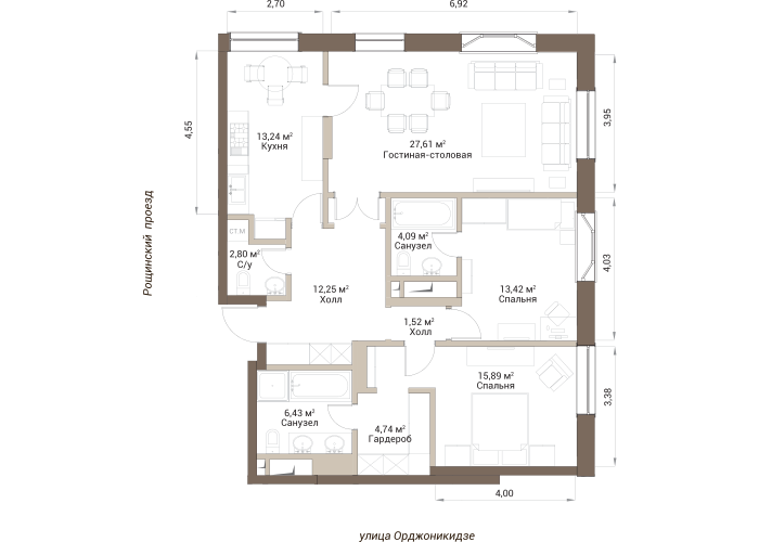 3х-комнатная квартира в ЖК Barkli Residence