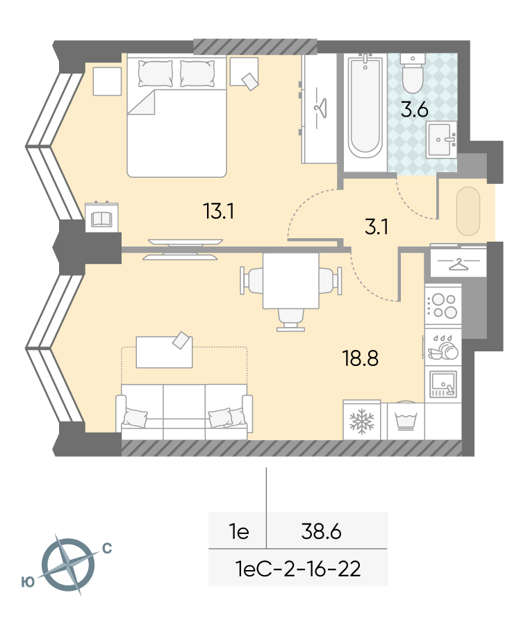 1-комнатная квартира в ЖК Зиларт 1-комнатная квартира в ЖК Зиларт
