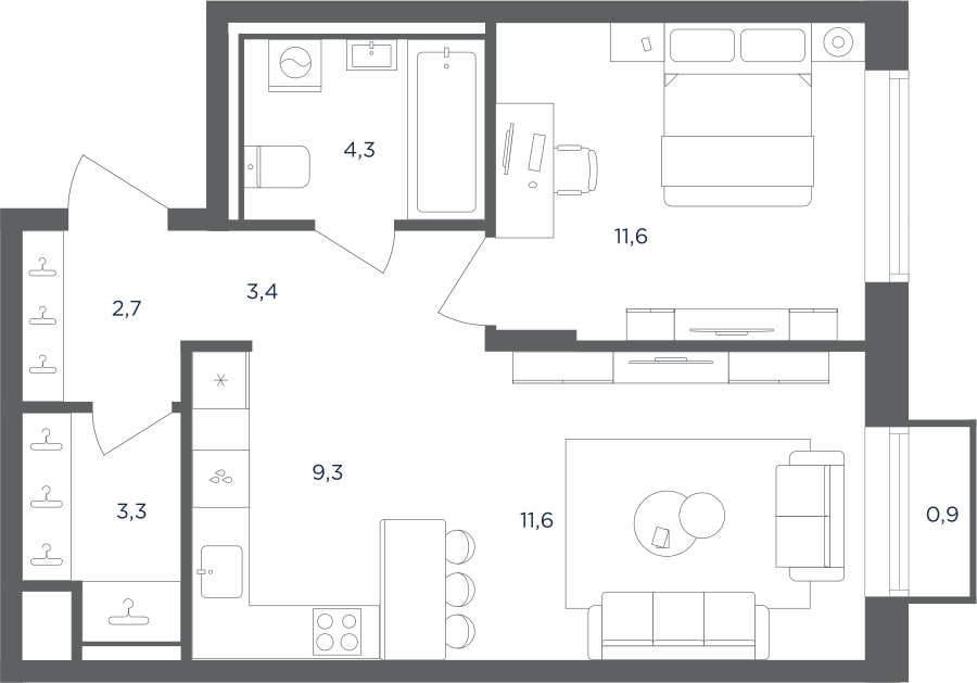 2х-комнатная квартира в ЖК Равновесие
