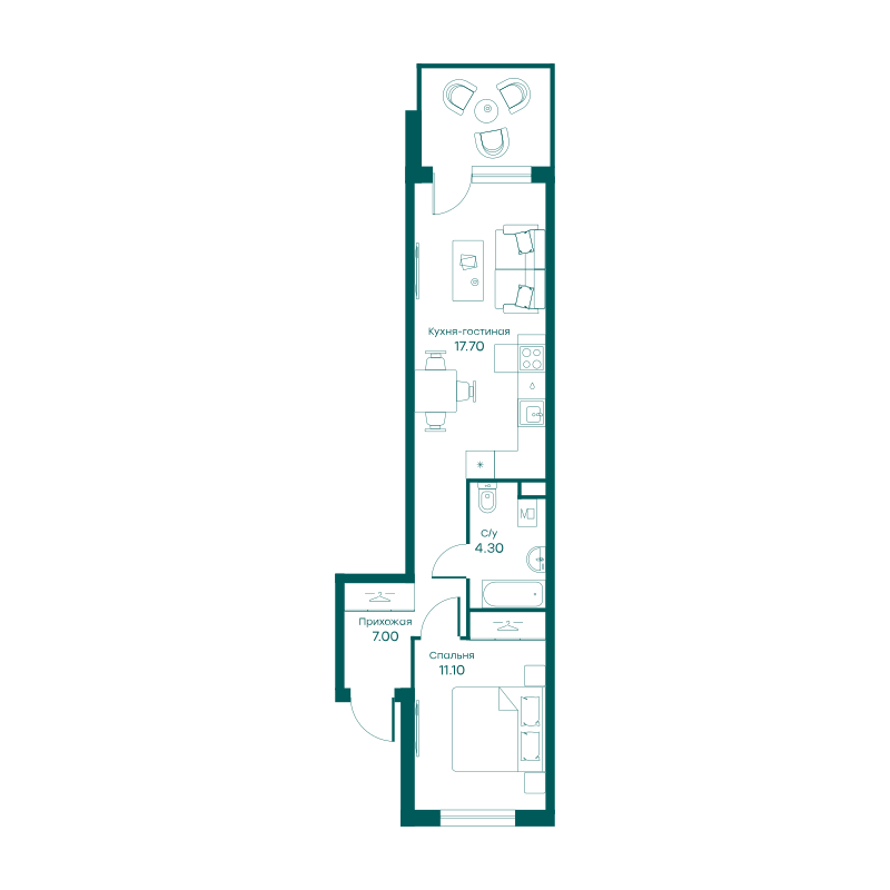 2х-комнатная квартира в ЖК Равновесие