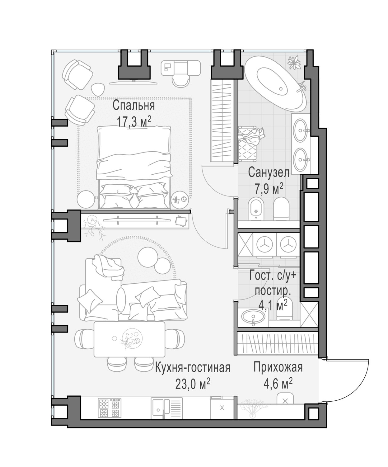 2х-комнатная квартира в ЖК Роскошный квартал Life Time