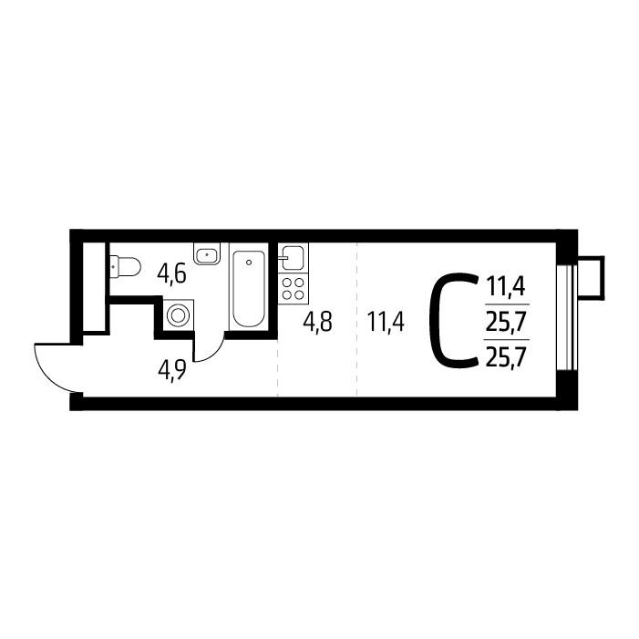 Квартира-студия в ЖК Район Новые Ватутинки мкр. Центральный