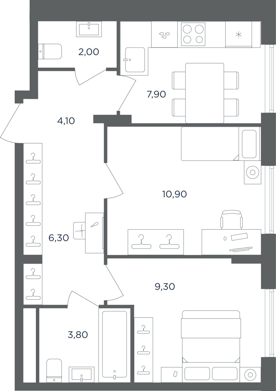 2х-комнатная квартира в ЖК Равновесие