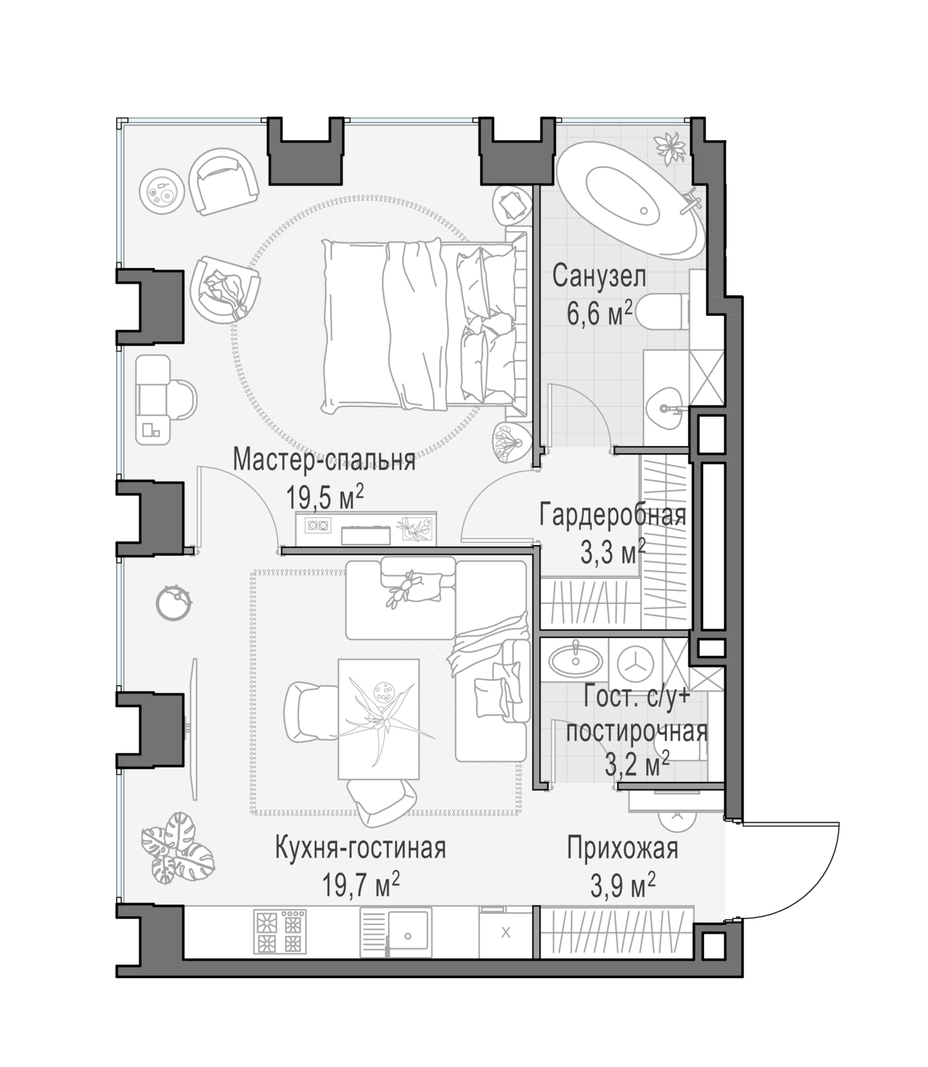 2х-комнатная квартира в ЖК Роскошный квартал Life Time