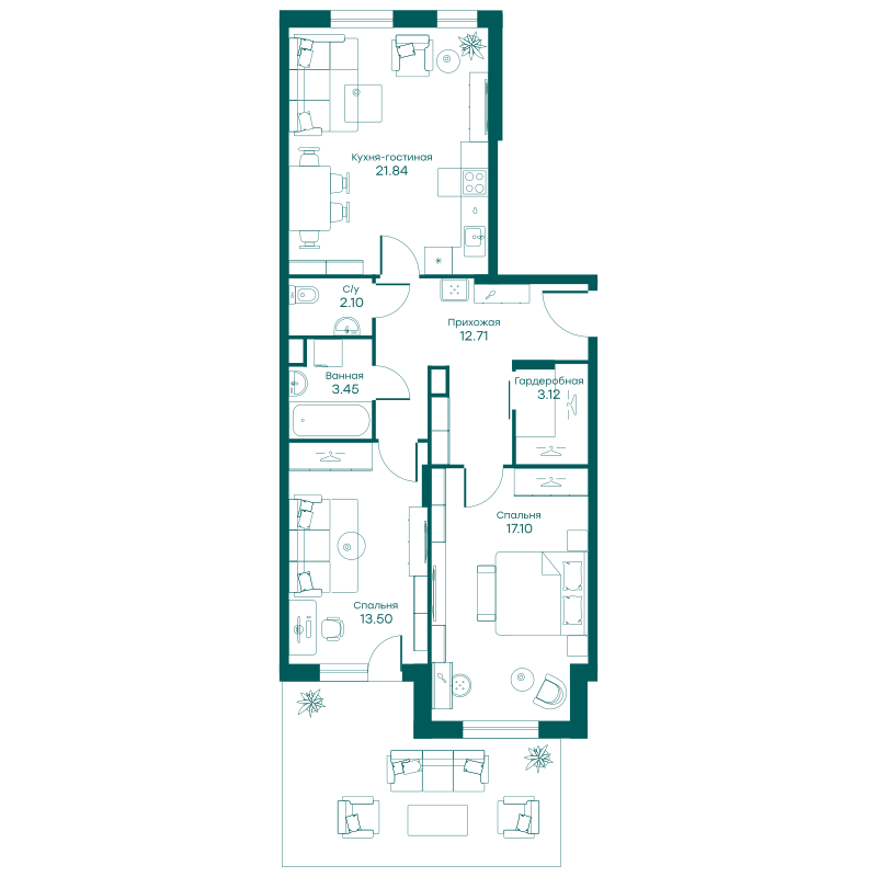 3х-комнатная квартира в ЖК Равновесие