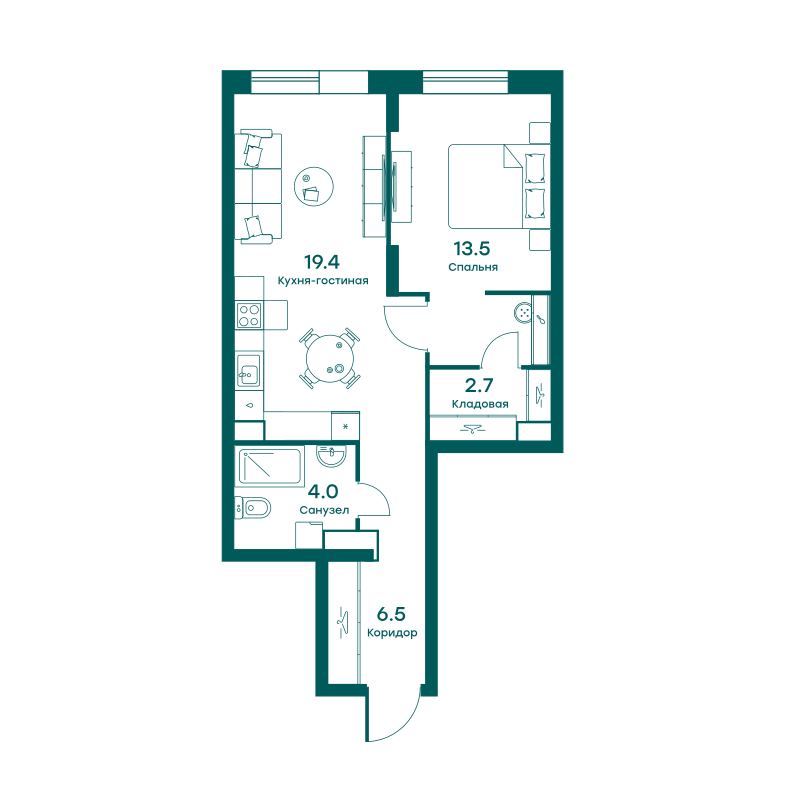 2х-комнатная квартира в ЖК Равновесие