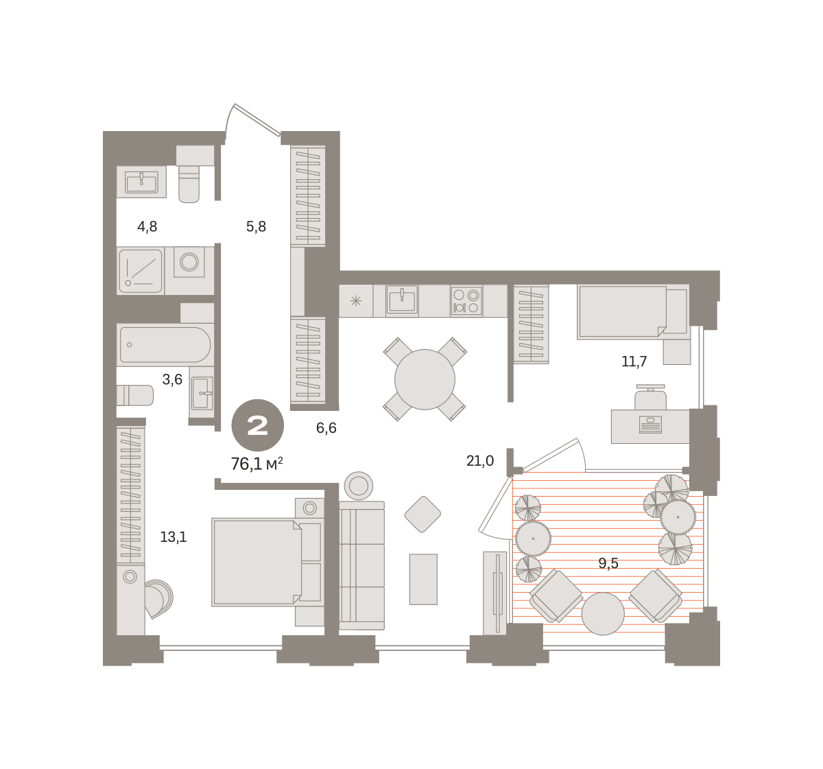 2х-комнатная квартира в ЖК Квартал МОНС