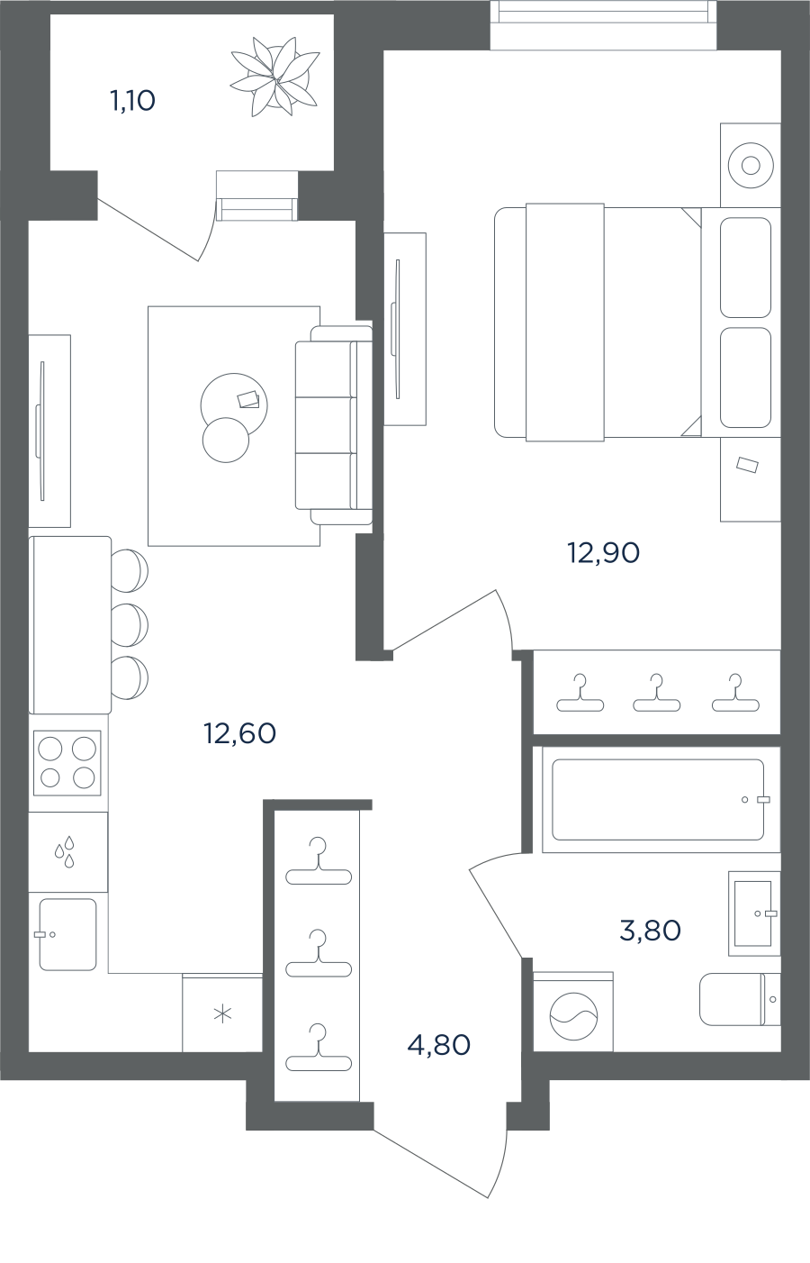 1-комнатная квартира в ЖК Равновесие