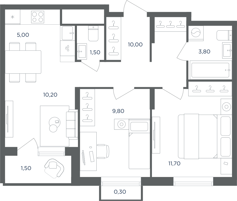 3х-комнатная квартира в ЖК Равновесие