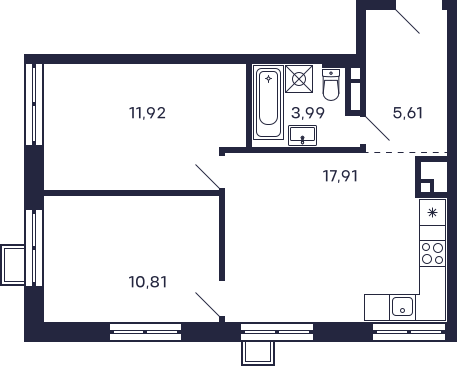 2х-комнатная квартира в ЖК Квартал «Тетрис»