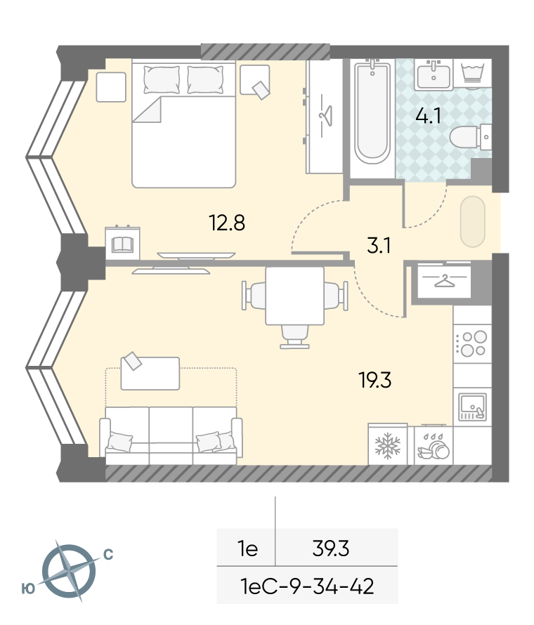 1-комнатная квартира в ЖК Зиларт
