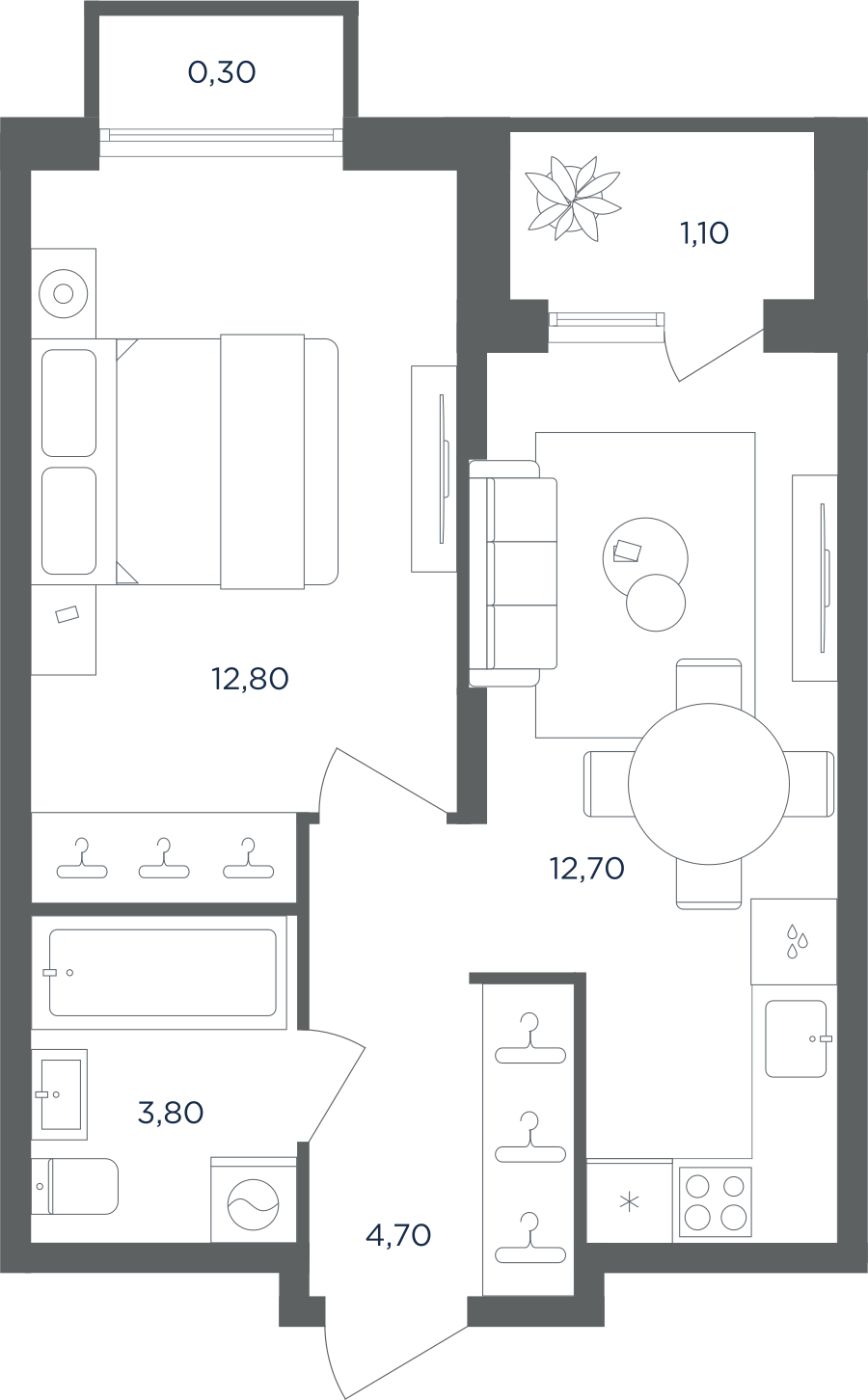 1-комнатная квартира в ЖК Равновесие