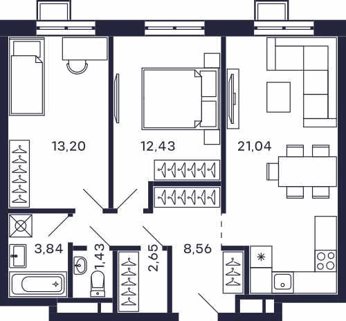 1-комнатная квартира в ЖК Квартал «Тетрис»