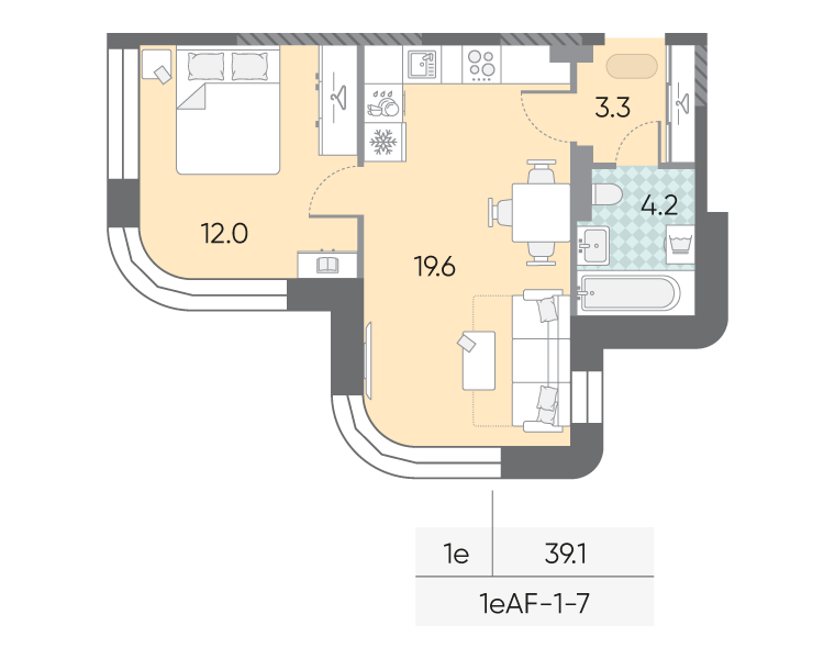 1-комнатная квартира в ЖК Зиларт