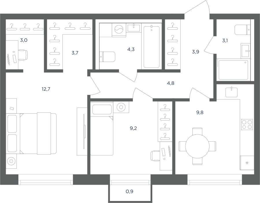 2х-комнатная квартира в ЖК Равновесие