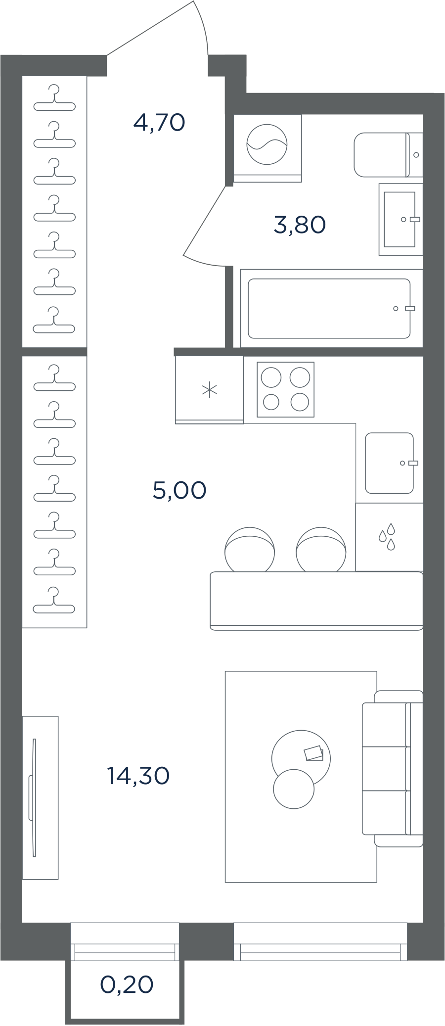 Квартира-студия в ЖК Равновесие