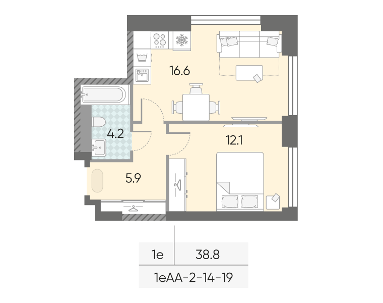 1-комнатная квартира в ЖК Зиларт 1-комнатная квартира в ЖК Зиларт