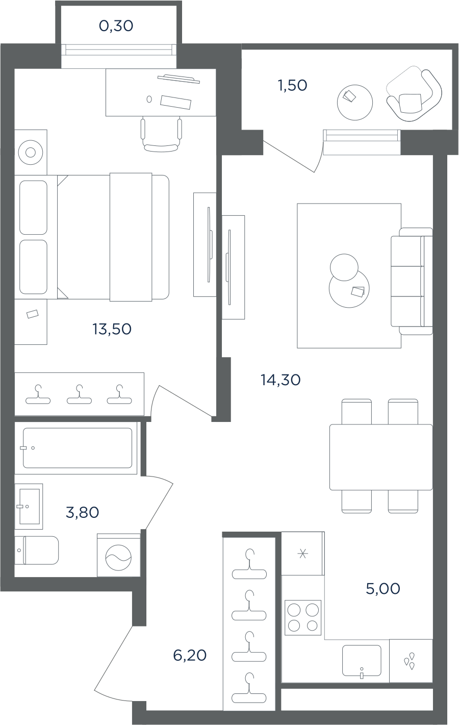 2х-комнатная квартира в ЖК Равновесие