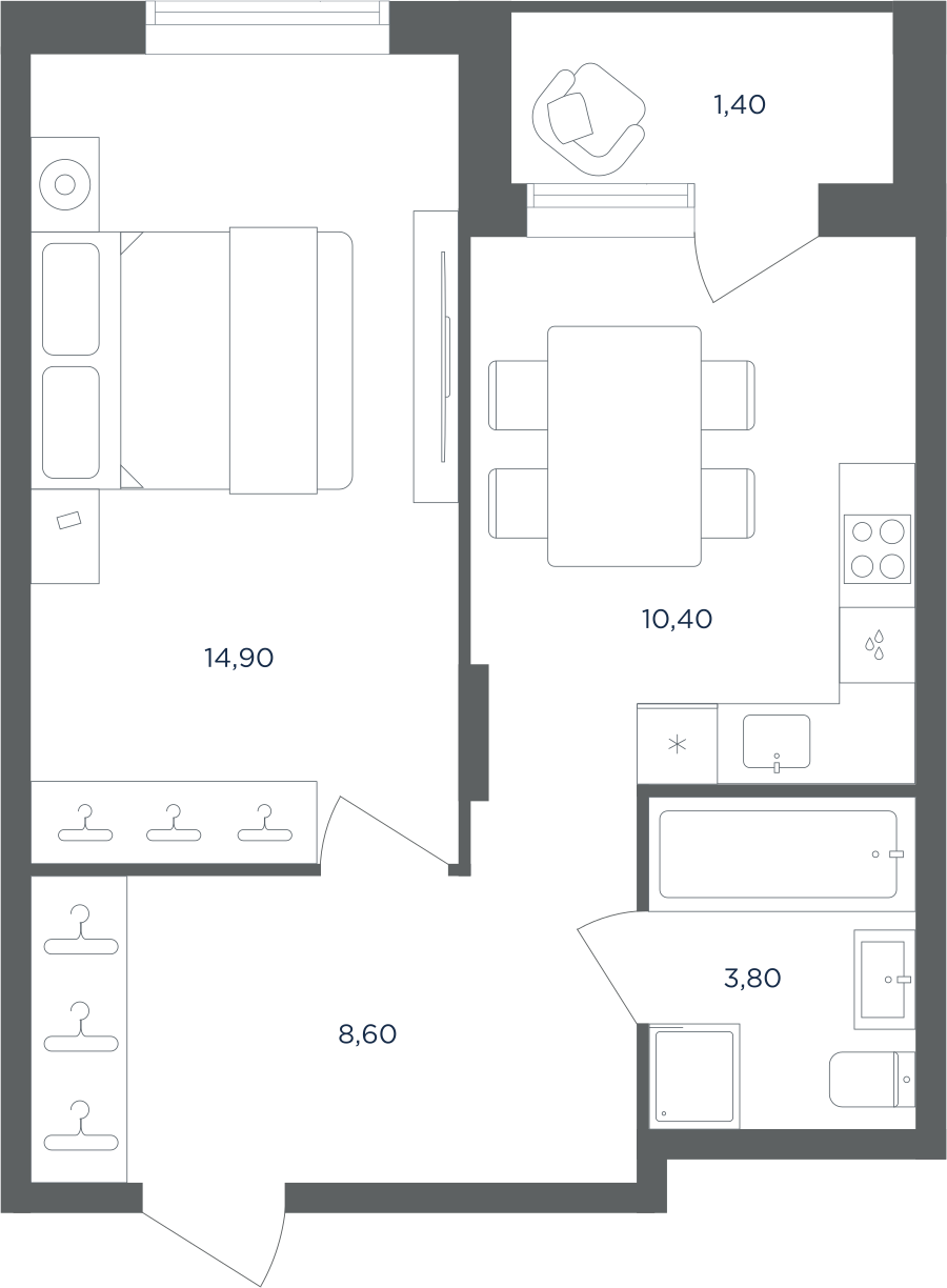 1-комнатная квартира в ЖК Равновесие