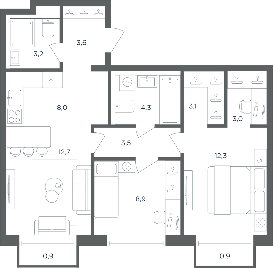 3х-комнатная квартира в ЖК Равновесие