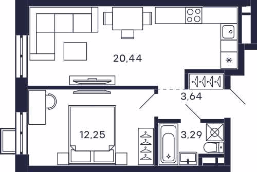1-комнатная квартира в ЖК Квартал «Тетрис»