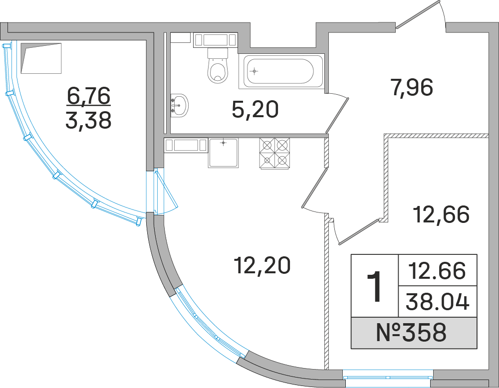 1-комнатная квартира в ЖК Дом‐Мегалит в Королёве